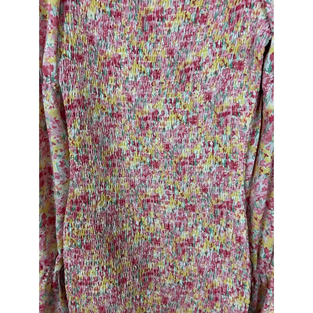 SNDYS Revolve Courtney Floral Smocked Midi Dress Pink 6 Wedding Guest Coquette - Picture 7 of 8